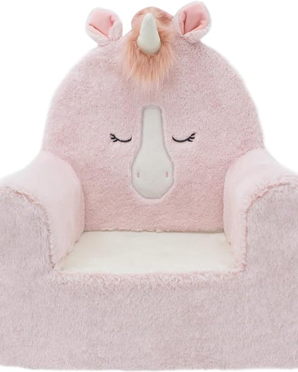 Soft Landing Animal Adventure Pink Unicorn, Sweet Seats, Compressed Premium Character Chair with Carrying Handle & Side Pockets - LeafyLoom