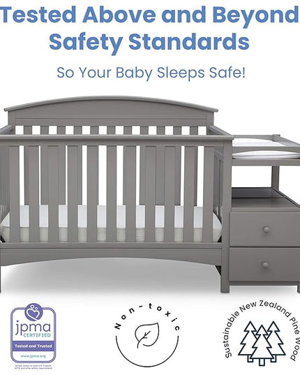 Delta Children Abby Convertible Crib and Changer, Grey - LeafyLoom