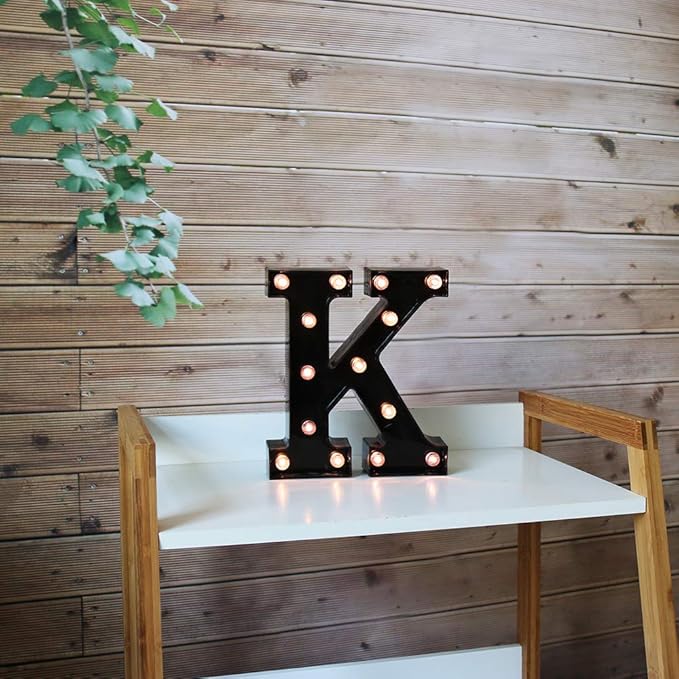 Light Up Black Alphabet Marquee Letters Sign LED Marquee Number Lights Sign for Night Light Home Bar Christmas Lamp Birthday Party Wedding Decoration K - LeafyLoom