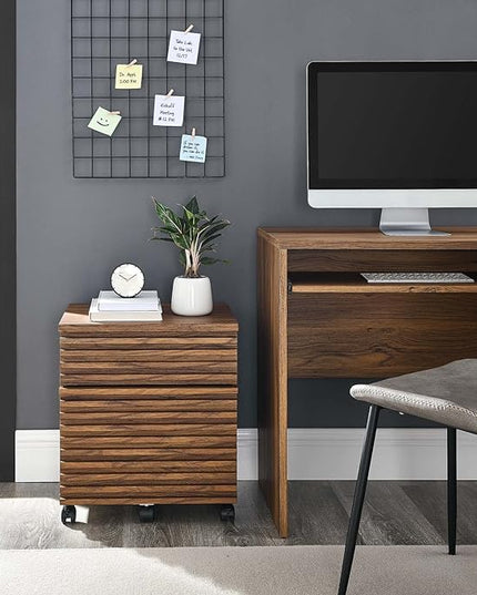 Modway Render Mid-Century Modern Office, File Cabinet, Walnut - LeafyLoom