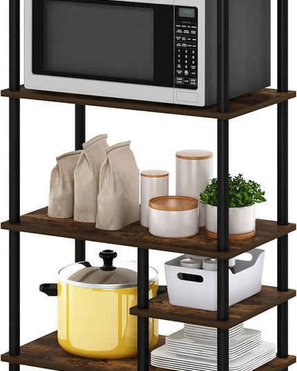 Furinno Turn-N-Tube 4-Tier Toolless Kitchen Storage Shelf Cart, Amber Pine/Black - LeafyLoom