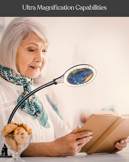 Brightech LightView Flex Magnifying Desk Lamp, 1.75X Light Magnifier, Adjustable Magnifying Glass with Light for Crafts, Reading, Close Work - LeafyLoom