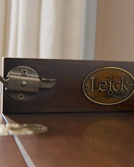 Leick Home Riley Holliday Computer Desk with Dropfront Keyboard Drawer, FURNITURE, Espresso/Gold - LeafyLoom