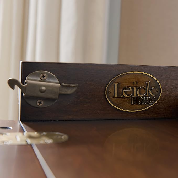 Leick Home Riley Holliday Computer Desk with Dropfront Keyboard Drawer, FURNITURE, Espresso/Gold - LeafyLoom