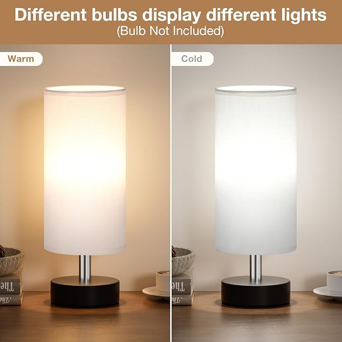 Small Table Lamp for Bedroom - Bedside Lamps for Night Stands, Minimalist Nightstand Light Lamp, Desk Lamps for Reading Room, Kids Room, Living Room, Office, Dorm - LeafyLoom