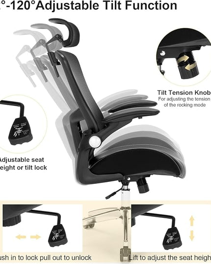 Big and Tall Office Chair, 400lbs Heavy Duty Ergonomic Desk Chair with Soft 3D Modeling Foam Cushion Home Office Desk Chairs with Adjustable Headrest Seat Height Executive Computer Task Chair - LeafyLoom