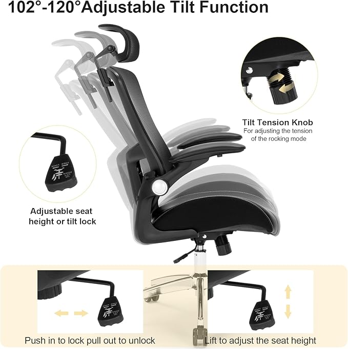 Big and Tall Office Chair, 400lbs Heavy Duty Ergonomic Desk Chair with Soft 3D Modeling Foam Cushion Home Office Desk Chairs with Adjustable Headrest Seat Height Executive Computer Task Chair - LeafyLoom