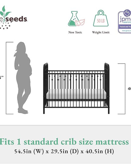 Little Seeds Monarch Hill Ivy Metal Baby Crib, Black - LeafyLoom