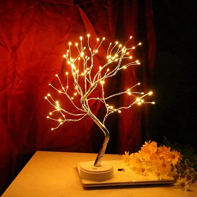 Bonsai Tree Light for Room Decor, Aesthetic Lamps for Living Room, Cute Night Light for House Decorations, Good Ideas for Gifts, Weddings, Festivals, Christmas... (Warm White, Gold Trunk, 108 LED) - LeafyLoom