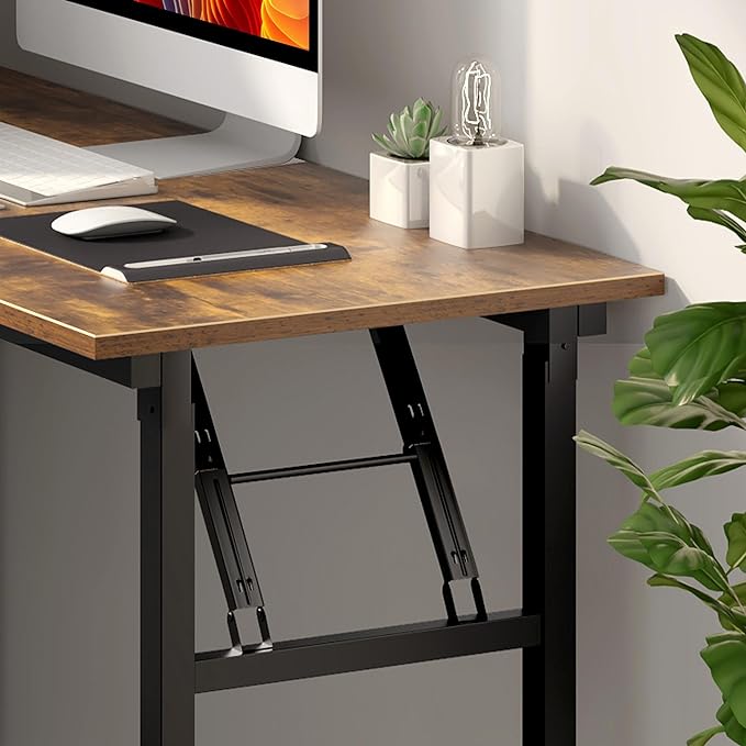 Need Office Computer Desk - 47.2L Sturdy and Heavy Duty Folding Laptop Table,Writing Table/Home Office Desk/Sewing Table,No Assembly Required,Rustic Brown AC5FB(120 * 60) - LeafyLoom