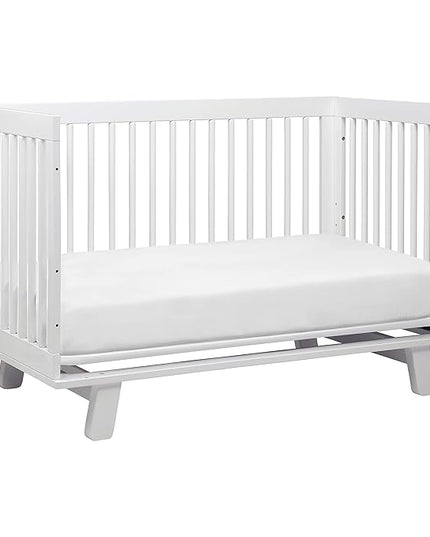 Babyletto Hudson 3-in-1 Convertible Crib with Toddler Bed Conversion Kit in White, Greenguard Gold Certified , 53.75x29.75x35 Inch (Pack of 1) - LeafyLoom