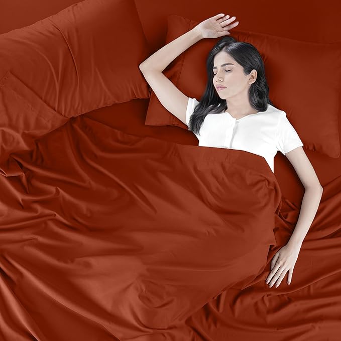 Utopia Bedding King Bed Sheets Set - 4 Piece Bedding - Brushed Microfiber - Shrinkage and Fade Resistant - Easy Care (King, Terracotta Orange) - LeafyLoom