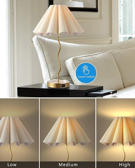 Table Lamps for Bedroom Modern Single Table Lamp for Night Stands Beside Lamps Living Room End Table Lamp (Gold) - LeafyLoom