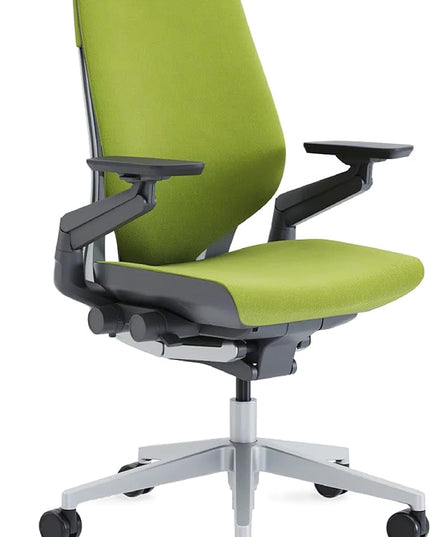 Steelcase Gesture Office Chair - Ergonomic Work Chair with Wheels for Carpet - Comfortable Office Chair - Intuitive-to-Adjust Chairs for Desk - 360-Degree Arms - Wasabi Green Fabric - LeafyLoom