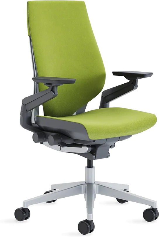 Steelcase Gesture Office Chair - Ergonomic Work Chair with Wheels for Carpet - Comfortable Office Chair - Intuitive-to-Adjust Chairs for Desk - 360-Degree Arms - Wasabi Green Fabric - LeafyLoom