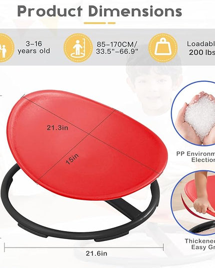 Sensory Toys for Kids Autism Sensory Products Sit and Spin Autism Toys Sensory Chair Spinning Chair ADHD Chair Swivel Chair Training Body Coordination (Red) - LeafyLoom