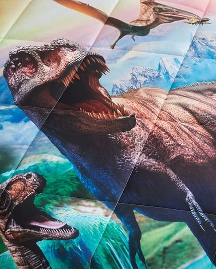 ADASMILE A & S Dinosaur Comforter Set Twin for Boys Dinosaur Twin Bedding Set for Kids 6 Pieces Dinosaur Comforter Set with Sheets Bed in A Bag T-Rex Dinosaur Comforter and Sheets Set for Home Decor - LeafyLoom