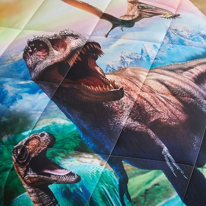 ADASMILE A & S Dinosaur Comforter Set Twin for Boys Dinosaur Twin Bedding Set for Kids 6 Pieces Dinosaur Comforter Set with Sheets Bed in A Bag T-Rex Dinosaur Comforter and Sheets Set for Home Decor - LeafyLoom