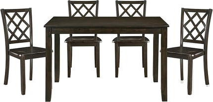 NicBex Small Kitchen Table Set for 4 Dining Table Set 5Pc Dining Set White Finish Dining Table and Four Side Chairs Set with Lattice-Back for Small Space, Apartment, Charcoal - LeafyLoom