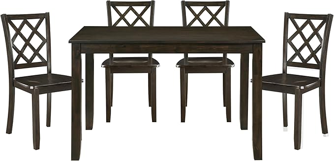 NicBex Small Kitchen Table Set for 4 Dining Table Set 5Pc Dining Set White Finish Dining Table and Four Side Chairs Set with Lattice-Back for Small Space, Apartment, Charcoal - LeafyLoom