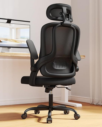 Home Office Chair, High Back Ergonomic Desk Chair with 3D Armrests, Lumbar Support, Mesh Computer Chair with Adjustable Headrest, for Home, Office, Work, Student - LeafyLoom