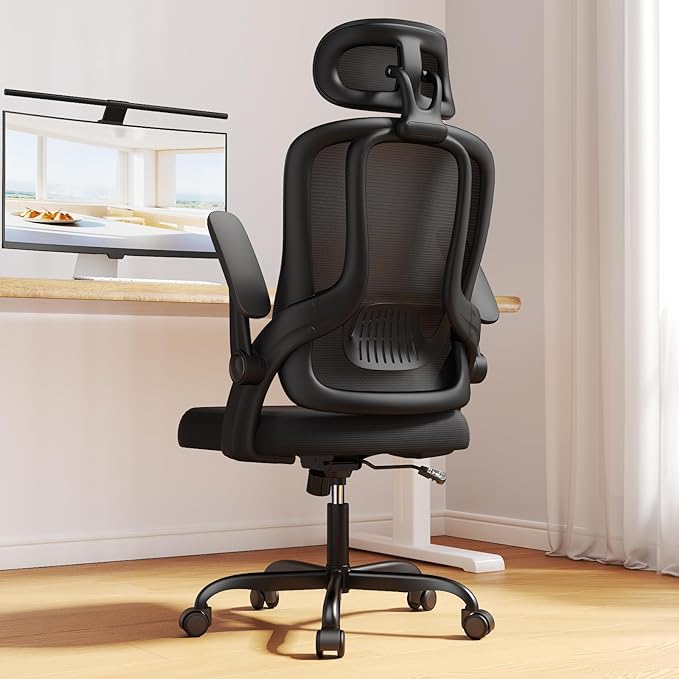 Home Office Chair, High Back Ergonomic Desk Chair with 3D Armrests, Lumbar Support, Mesh Computer Chair with Adjustable Headrest, for Home, Office, Work, Student - LeafyLoom