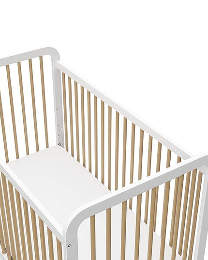 Storkcraft Pasadena 3-in-1 Convertible Crib (White with Driftwood) – GREENGUARD Gold Certified, Converts to Daybed and Toddler Bed, Fits Standard Full-Size Crib Mattress, Adjustable Mattress Height - LeafyLoom