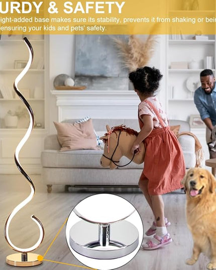 Modern Floor Lamps for Living Room, 40W Dimmable LED Spiral Floor Lamp with Remote, Adjustable Colors & Brightness Standing Lamp Reading Lamp Corner Floor Lamp for Bedroom, Office - Silver - LeafyLoom