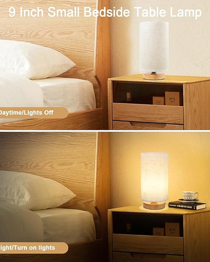 Table Lamp for Bedroom - Small Beside Touch Lamps for Night Stands Home Office - Minimalist Design Warm Light Boho Lamp - Fits in Kids,Living,Nursey Room,College Dorm - Awesome Gift Choice - Set of 2 - LeafyLoom