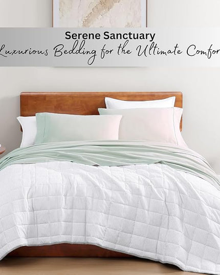 LANE LINEN 100% Organic Cotton Twin XL Sheets Set 3-Piece Pure Percale Bedsheets Soft Bedding Breathable Fits Mattress Upto 15" Deep - Cool Blue - LeafyLoom