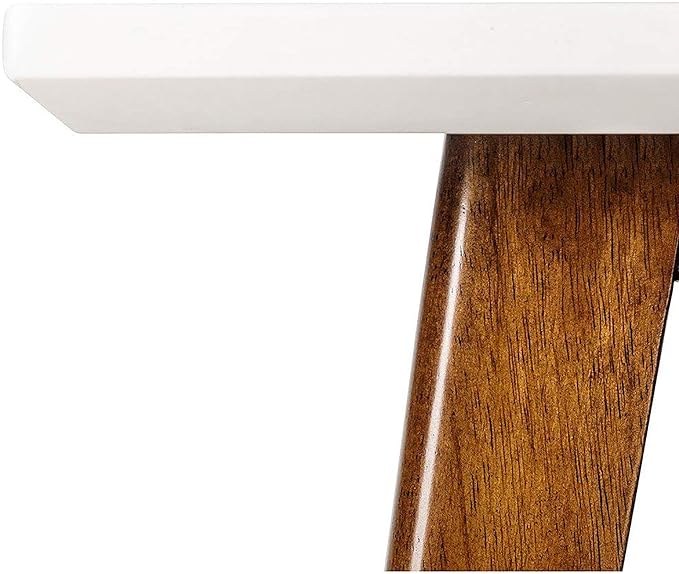 Madison Park Parker Console Tables-Solid Wood, Two-Tone Finish with Lower Storage Shelf Modern Mid-Century Accent Living Room Furniture, Medium, Off-White/Pecan - LeafyLoom