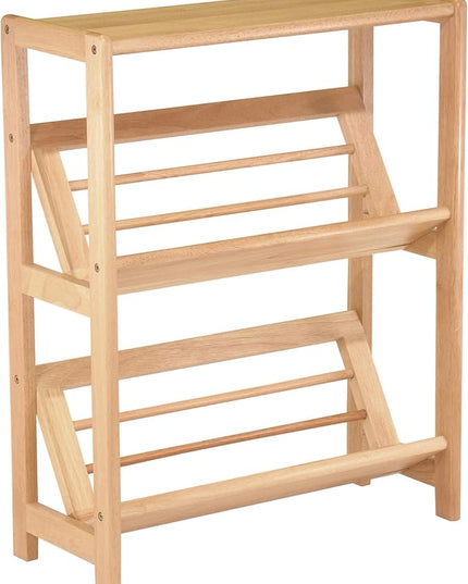 Winsome Mission Beech Wood 4-Tier Bookshelf With Slanted Shelf, Natural (82430) - LeafyLoom