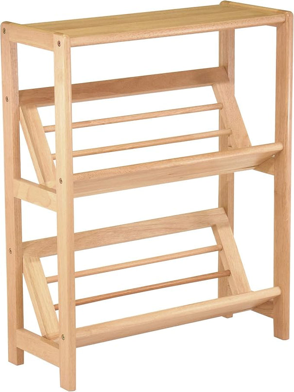 Winsome Mission Beech Wood 4-Tier Bookshelf With Slanted Shelf, Natural (82430) - LeafyLoom