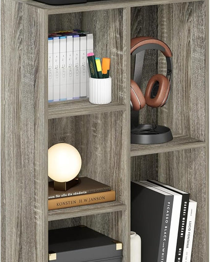 Furinno Luder 5-Cube Reversible Open Shelf, French Oak - LeafyLoom