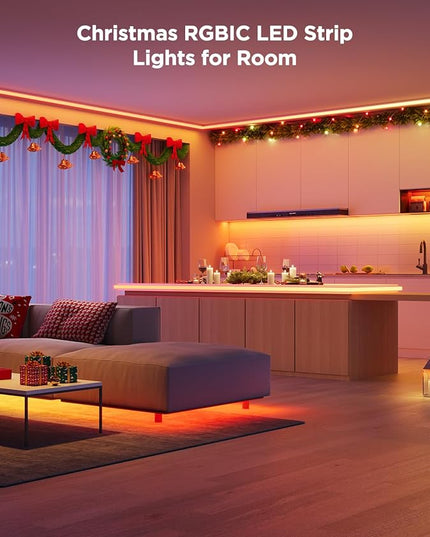 Govee 65.6ft RGBIC LED Strip Lights, Color Changing LED Strips, App Control via Bluetooth, Smart Segmented Control, Multiple Scenes, Enhanced Music Sync LED Lights for Bedroom, Home Decor (2 X 32.8ft) Govee