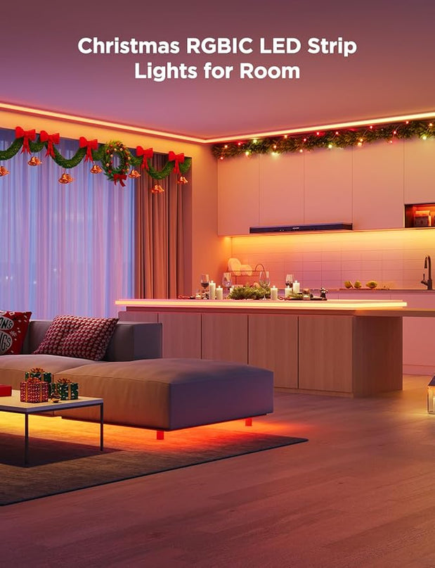 Govee 65.6ft RGBIC LED Strip Lights, Color Changing LED Strips, App Control via Bluetooth, Smart Segmented Control, Multiple Scenes, Enhanced Music Sync LED Lights for Bedroom, Home Decor (2 X 32.8ft) Govee