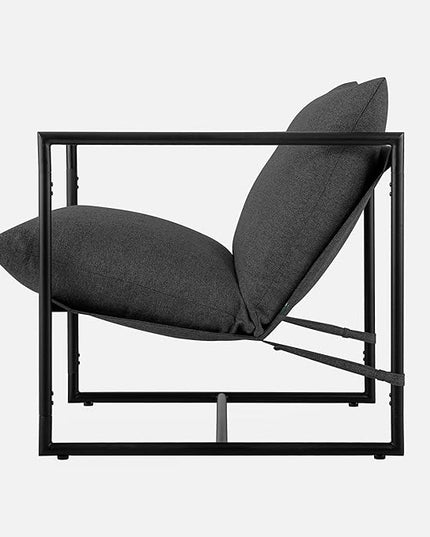 ZINUS Aidan Sling Accent Chair / Metal Framed Armchair with Shredded Foam Cushioning, Dark Grey - LeafyLoom