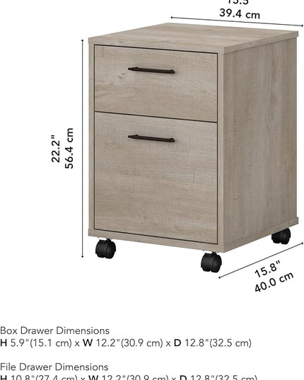 Bush Furniture Key West 2 Drawer Mobile File Cabinet, Rolling File Cabinet for Home Office - LeafyLoom