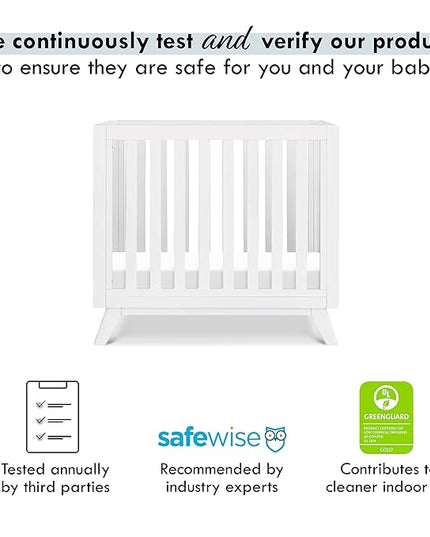 DaVinci Otto 3-in-1 Convertible Mini Crib with 4" Mattress in White, Greenguard Gold Certified - LeafyLoom