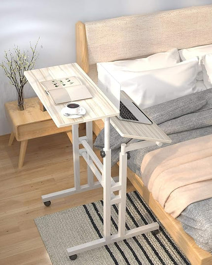 DlandHome Mobile Standing Desk Stand Up Desk Rolling Desk, Stand Sit Desk Mobile Computer Desk Adjustable Standing Desk 23.6inches Table Workstation Mobile Desk Cart Tray Maple - LeafyLoom