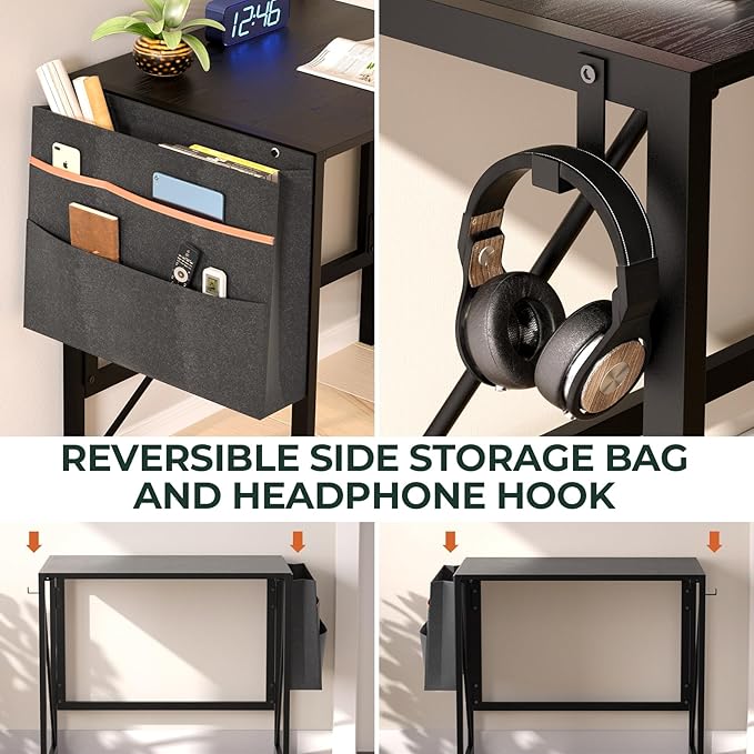 Folding Desk, 31.5 Inch Foldable Desk for Small Space, Easy Assembly Computer Desk Space Saving Home Office Writing Table, Black (Can't Be Folded Flatly) - LeafyLoom