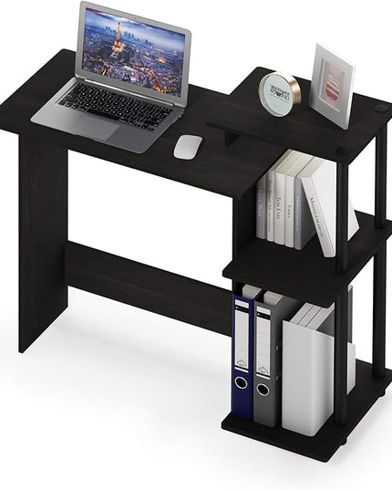 Furinno Efficient Home Laptop Notebook Computer Desk with Square Shelves, Espresso/Black - LeafyLoom