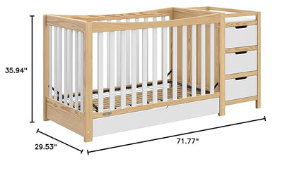 Graco Remi 4-In-1 Convertible Crib & Changer With Drawer (White & Natural) – GREENGUARD Gold Certified, Crib And Changing-Table Combo, Includes Changing Pad, Converts To Toddler Bed, Full-Size Bed - LeafyLoom