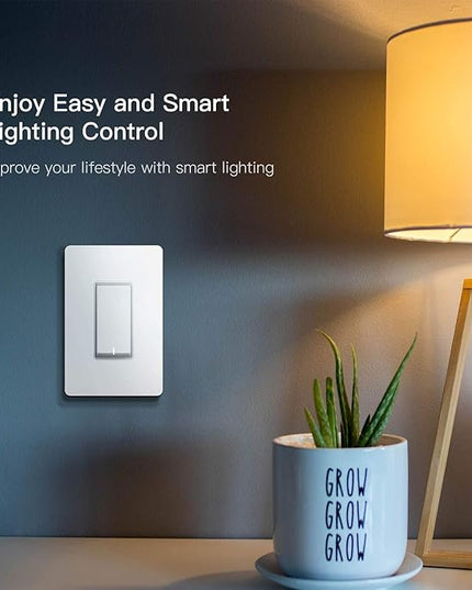 TREATLIFE Smart Light Switch Single Pole Works with Alexa, Google Home and SmartThings, 2.4GHz WiFi Timer Smart Switch, Neutral Wire Required, No Hub Required, FCC Listed, 4 Pack TREATLIFE