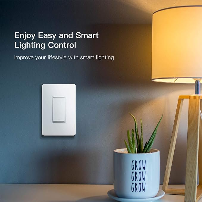 TREATLIFE Smart Light Switch Single Pole Works with Alexa, Google Home and SmartThings, 2.4GHz WiFi Timer Smart Switch, Neutral Wire Required, No Hub Required, FCC Listed, 4 Pack TREATLIFE