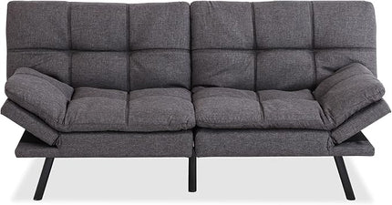MUUEGM Futon Sofa Bed,Convertible 71" Couch Sofa, Modern Grey Sleeper Sofa with Adjustable Backrest for living room,Memory Foam Sofa Futon Couch Bed,Dark Grey - LeafyLoom