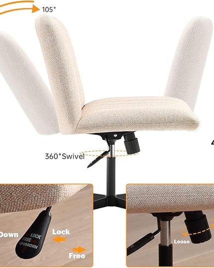 LEAGOO Armless Office Desk chair, Fabric Padded, Height Adjustable Wide Seat, Mid Back Ergonomic, Computer Task chair, Swivel Vanity chair with No Wheels (Mixed Color) - LeafyLoom