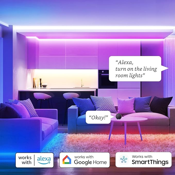 Sengled Smart Zigbee Multicolor Light Strip, 2M (6.56ft) Base Kit, Hub Required, Also Works with Alexa & Google Assistant, RGBW, Extendable, High Brightness, 1400Lumens (E1G-G8E) Sengled