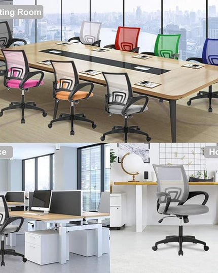 Office Chair Desk Chair Computer Chair Ergonomic Executive Swivel Rolling Chair with Lumbar Support Arms Adjustable Task Chair for Women Adults, Grey - LeafyLoom