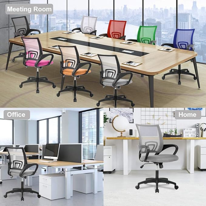 Office Chair Desk Chair Computer Chair Ergonomic Executive Swivel Rolling Chair with Lumbar Support Arms Adjustable Task Chair for Women Adults, Grey - LeafyLoom